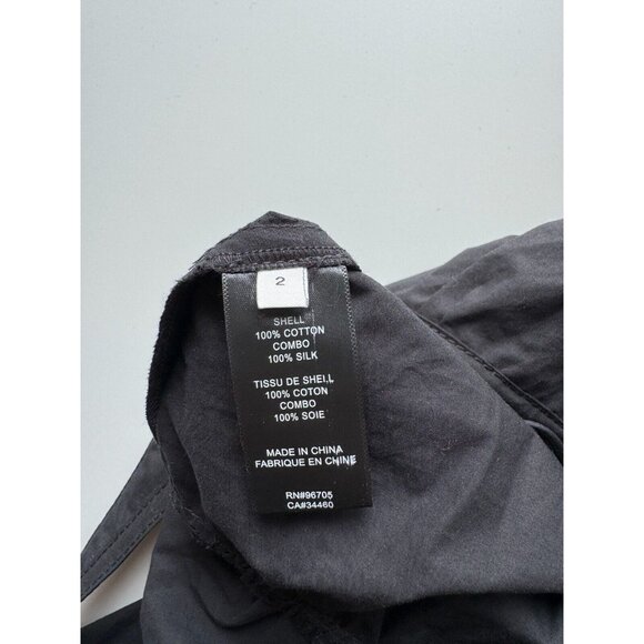 REBECCA TAYLOR Black Cotton Poplin Square Neck Wide Leg Cropped Jumpsuit, Size 2 - Picture 11 of 12